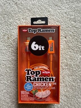 Nissin Top Ramen Chicken 6ft Orange Charging Cable USB Type C to Type C Cable